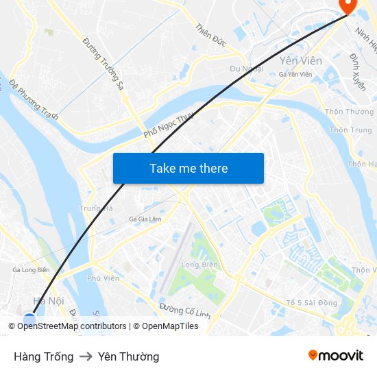 Hàng Trống to Yên Thường map