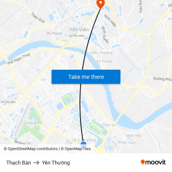 Thạch Bàn to Yên Thường map