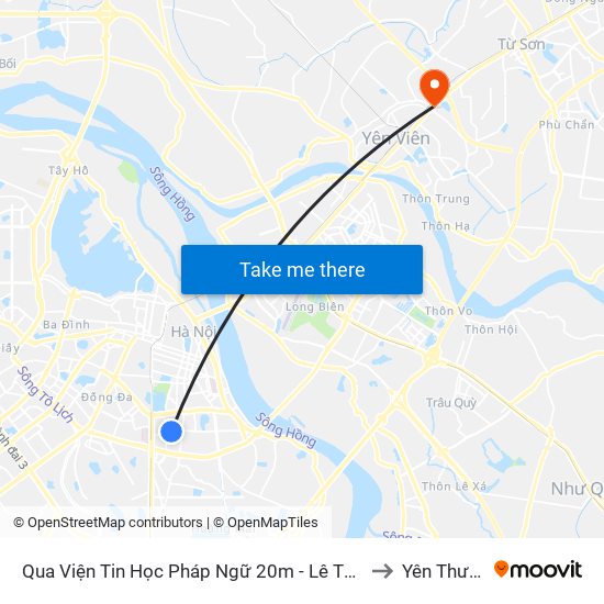 Qua Viện Tin Học Pháp Ngữ 20m - Lê Thanh Nghị to Yên Thường map