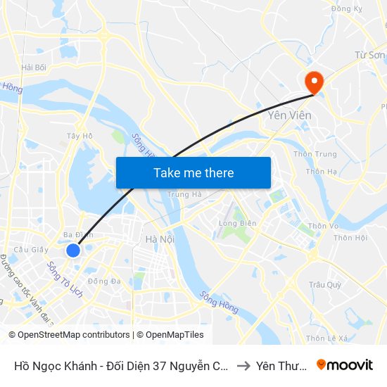 Hồ Ngọc Khánh - Đối Diện 37 Nguyễn Chí Thanh to Yên Thường map