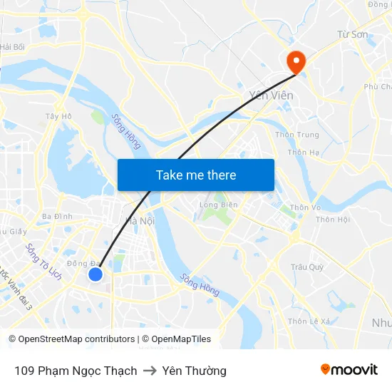 109 Phạm Ngọc Thạch to Yên Thường map