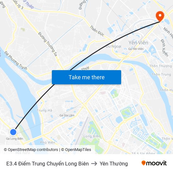 E3.4 Điểm Trung Chuyển Long Biên to Yên Thường map