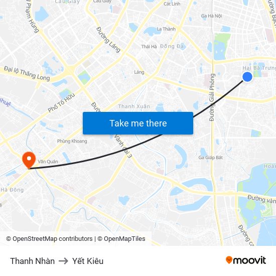 Thanh Nhàn to Yết Kiêu map
