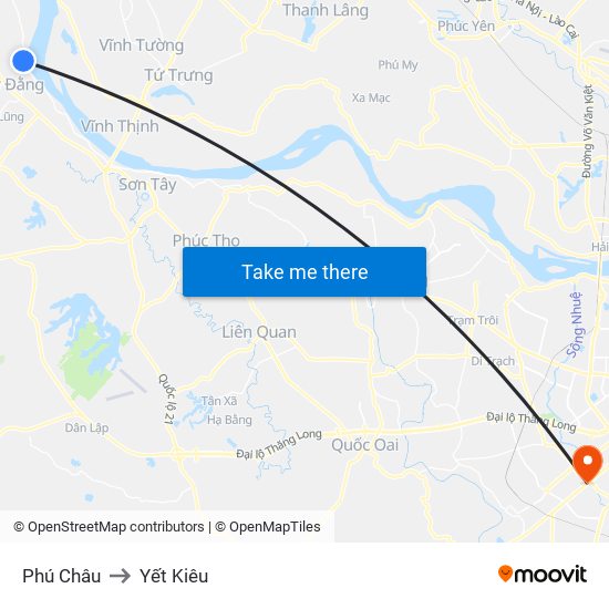 Phú Châu to Yết Kiêu map