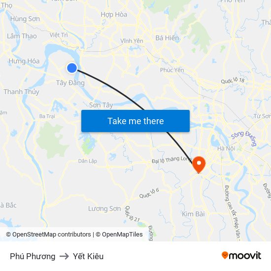 Phú Phương to Yết Kiêu map