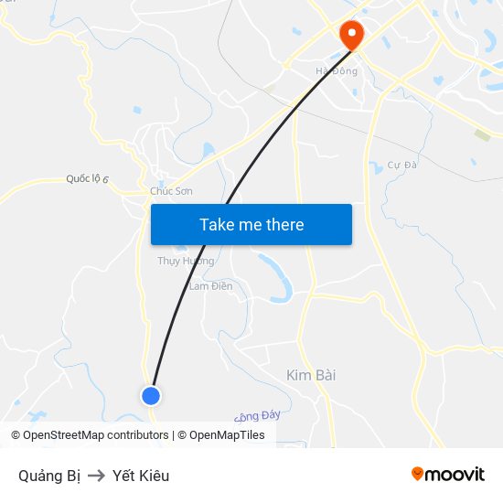 Quảng Bị to Yết Kiêu map