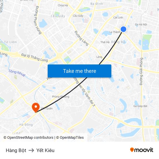 Hàng Bột to Yết Kiêu map