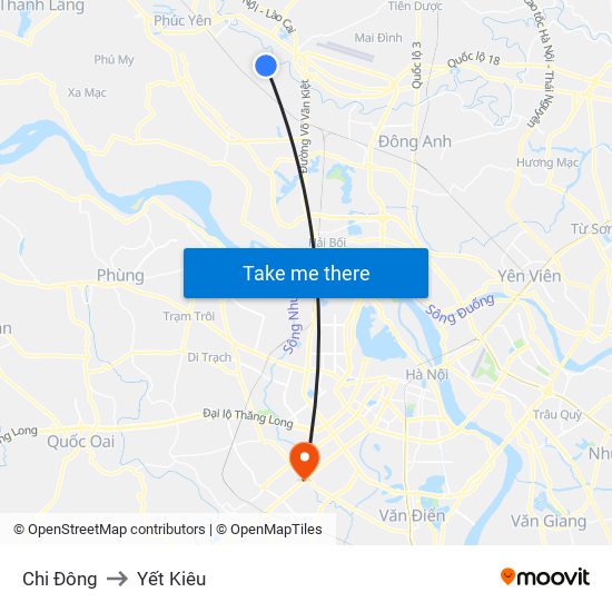 Chi Đông to Yết Kiêu map