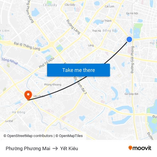 Phường Phương Mai to Yết Kiêu map