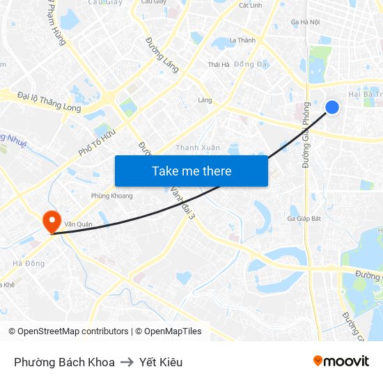 Phường Bách Khoa to Yết Kiêu map