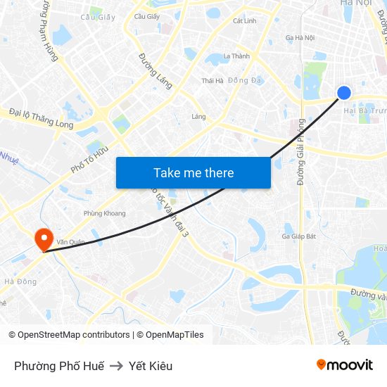 Phường Phố Huế to Yết Kiêu map