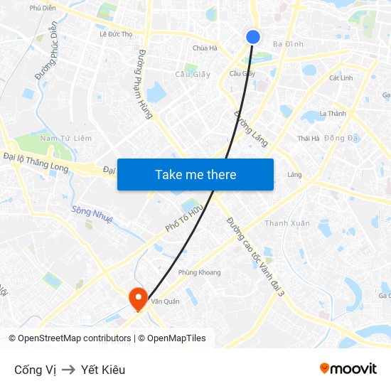 Cống Vị to Yết Kiêu map