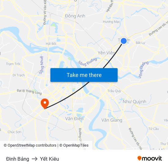 Đình Bảng to Yết Kiêu map