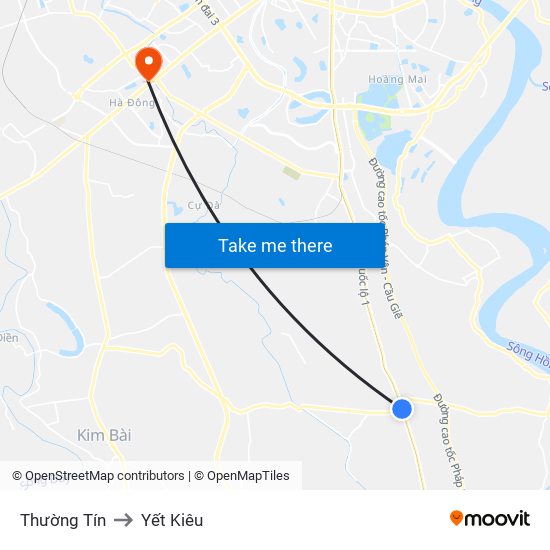 Thường Tín to Yết Kiêu map