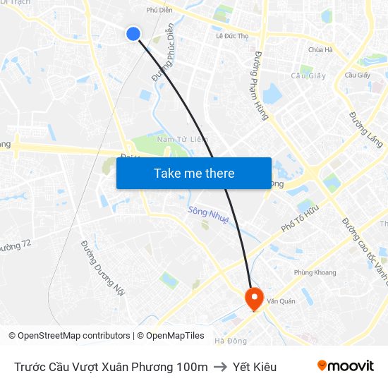 Trước Cầu Vượt Xuân Phương 100m to Yết Kiêu map