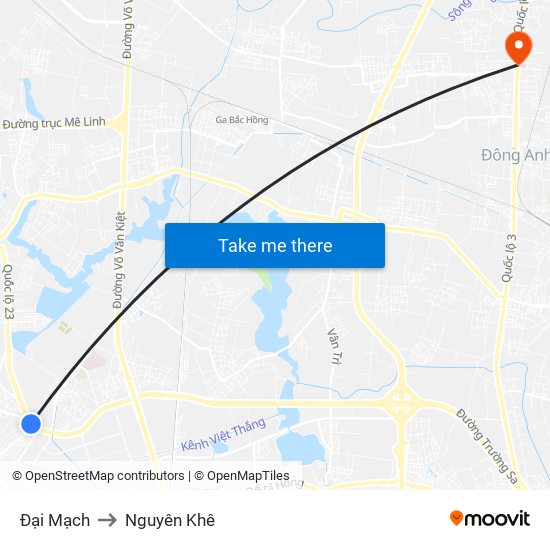 Đại Mạch to Nguyên Khê map