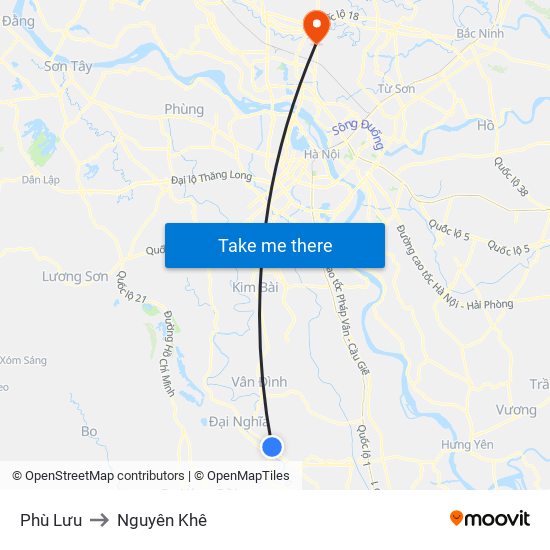 Phù Lưu to Nguyên Khê map