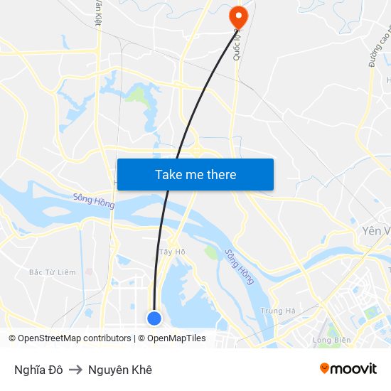 Nghĩa Đô to Nguyên Khê map