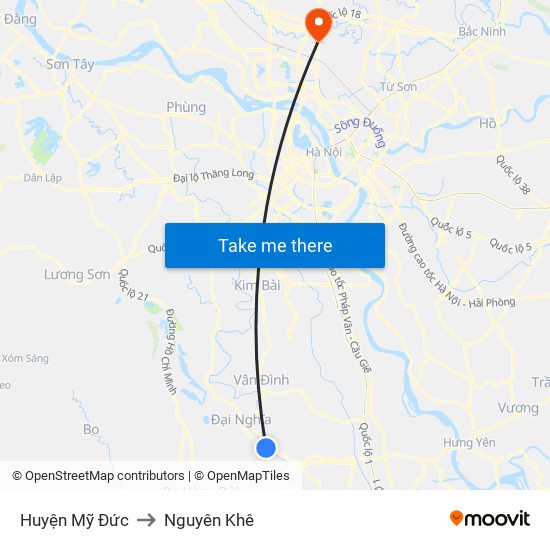 Huyện Mỹ Đức to Nguyên Khê map