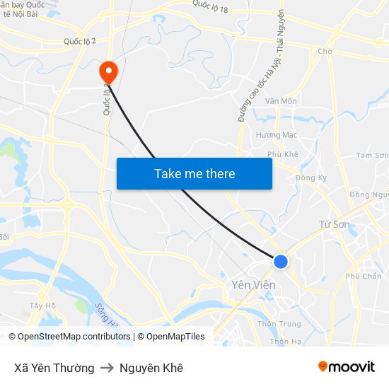 Xã Yên Thường to Nguyên Khê map