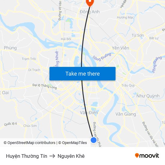 Huyện Thường Tín to Nguyên Khê map