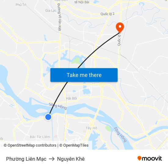 Phường Liên Mạc to Nguyên Khê map