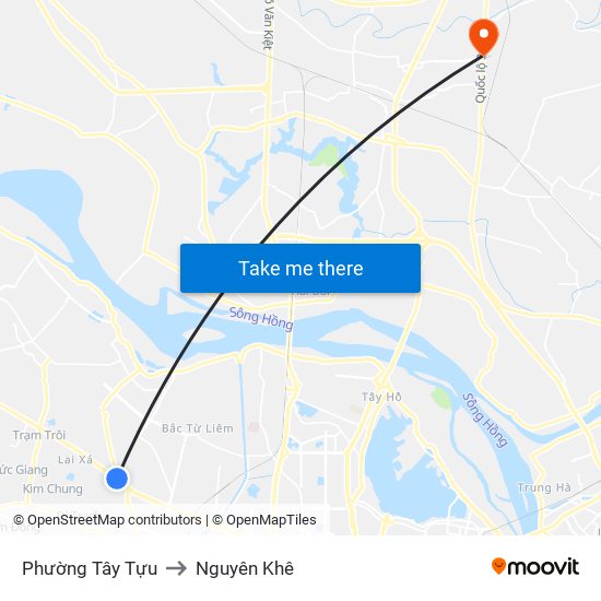 Phường Tây Tựu to Nguyên Khê map