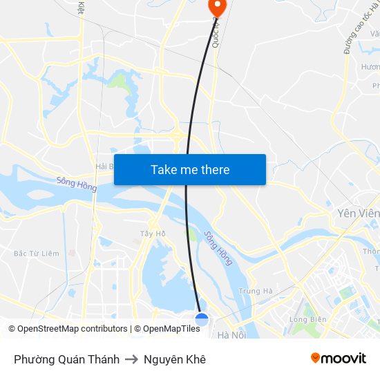 Phường Quán Thánh to Nguyên Khê map