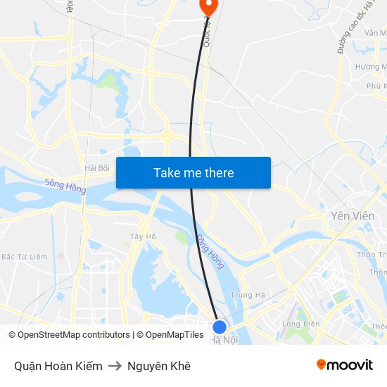 Quận Hoàn Kiếm to Nguyên Khê map