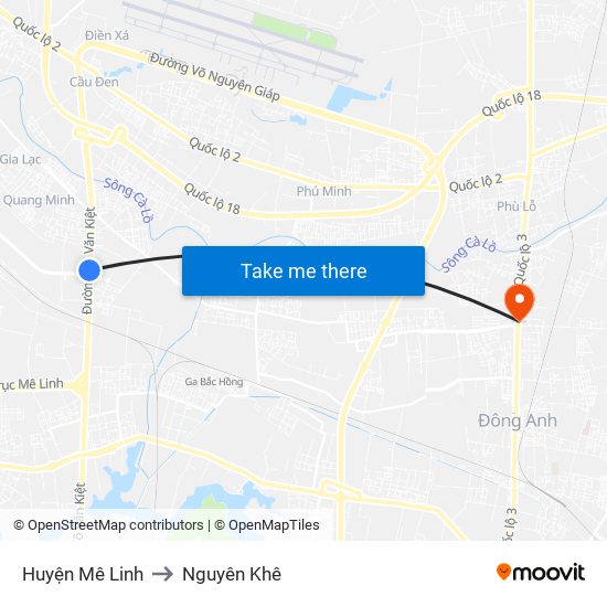 Huyện Mê Linh to Nguyên Khê map