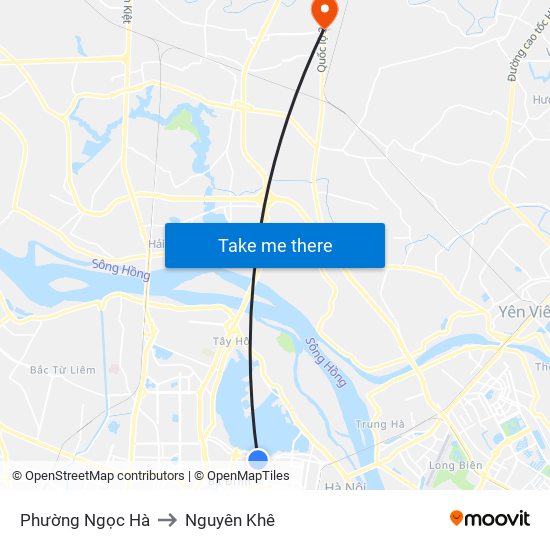 Phường Ngọc Hà to Nguyên Khê map