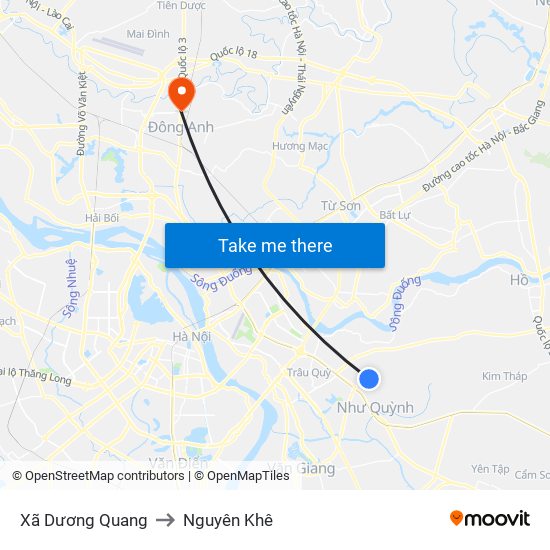 Xã Dương Quang to Nguyên Khê map