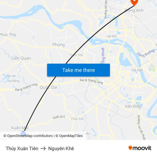 Thủy Xuân Tiên to Nguyên Khê map