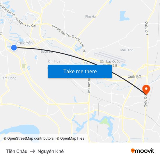 Tiền Châu to Nguyên Khê map