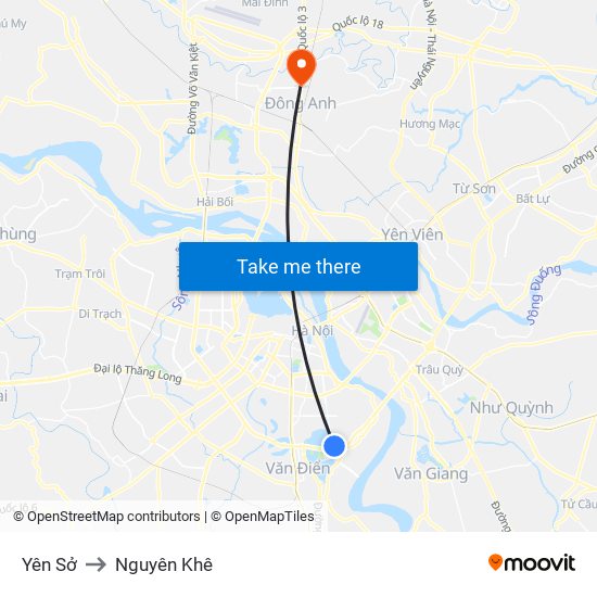 Yên Sở to Nguyên Khê map