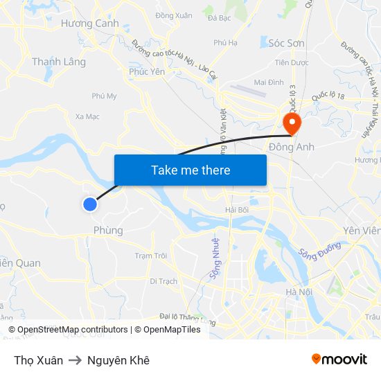 Thọ Xuân to Nguyên Khê map