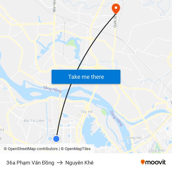 36a Phạm Văn Đồng to Nguyên Khê map