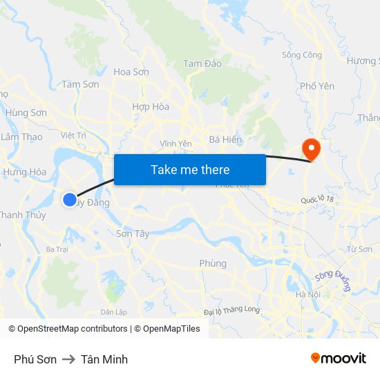 Phú Sơn to Tân Minh map