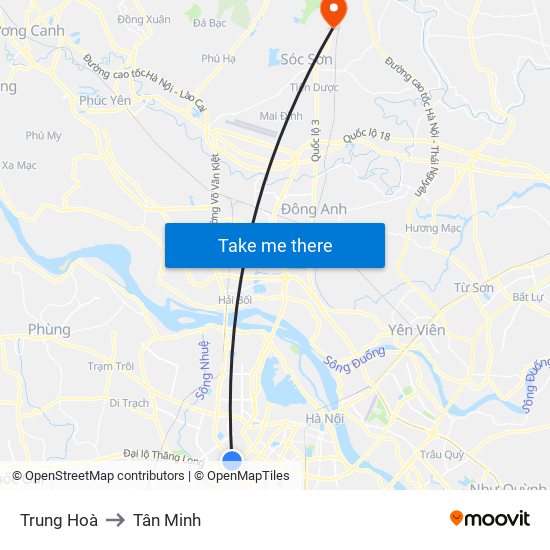 Trung Hoà to Tân Minh map