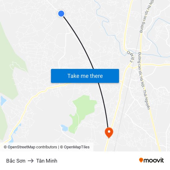 Bắc Sơn to Tân Minh map