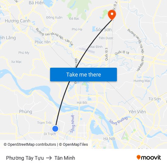 Phường Tây Tựu to Tân Minh map