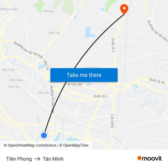 Tiền Phong to Tân Minh map