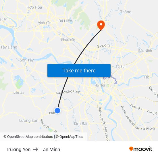 Trường Yên to Tân Minh map