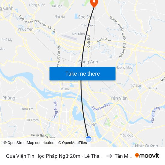 Qua Viện Tin Học Pháp Ngữ 20m - Lê Thanh Nghị to Tân Minh map