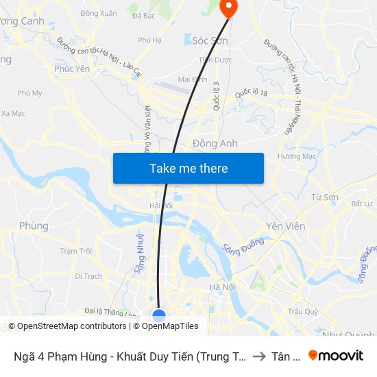 Ngã 4 Phạm Hùng - Khuất Duy Tiến (Trung Tâm Hội Nghị Quốc Gia) to Tân Minh map