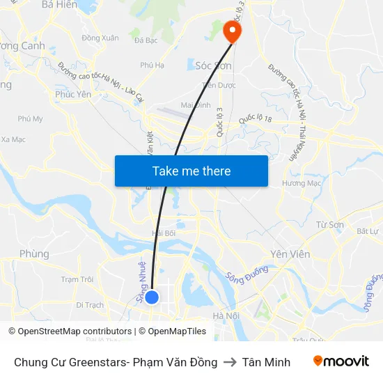 Chung Cư Greenstars- Phạm Văn Đồng to Tân Minh map
