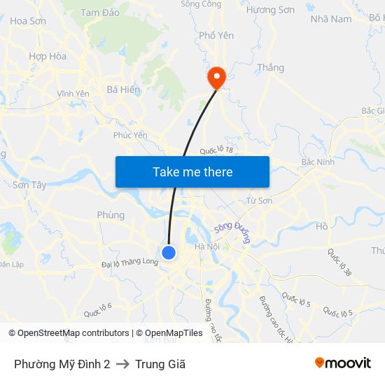 Phường Mỹ Đình 2 to Trung Giã map