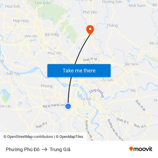 Phường Phú Đô to Trung Giã map