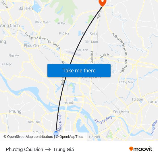 Phường Cầu Diễn to Trung Giã map