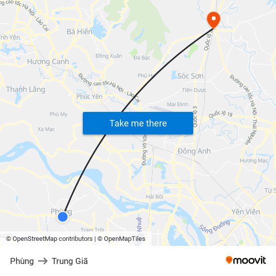 Phùng to Trung Giã map